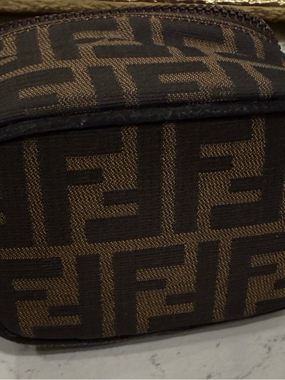 Fendi Brown Zucca Canvas Small Canvas pouch cosmetic bag - Picture 2 of 2